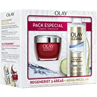Olay Pack Crema Hidratante Regenerist 3 áreas Día + Cleanse Agua Micelar Esencia de Agua Húngara Con Extractos de Aloe…